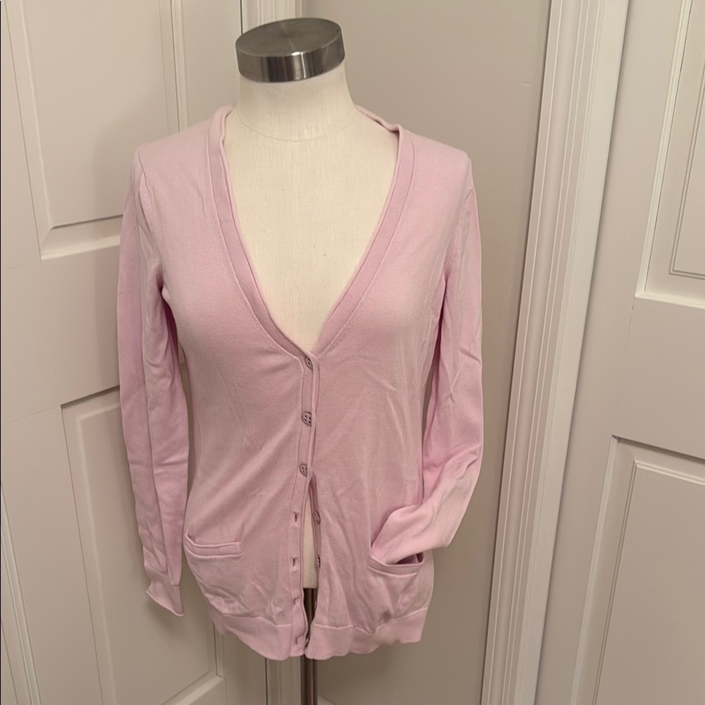 Tommy Hilfiger Pink Cardigan Sweater V-Neck Lightweight